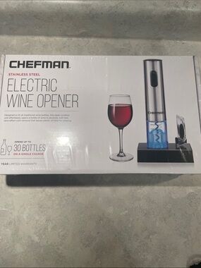 New Chefman Stainless Steel Electric Wine Opener